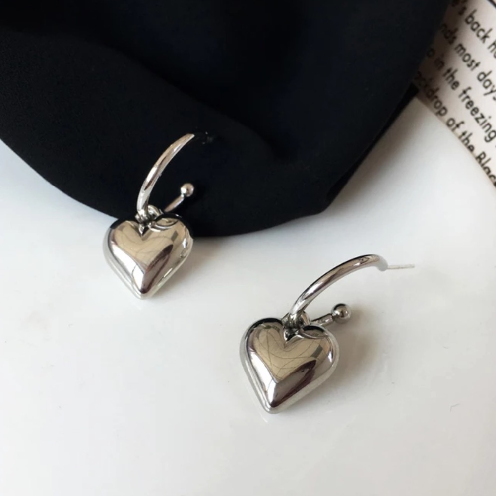 NEW 925 STERLING SILVER HEART PENDANT EARRINGS, NICE EARRINGS, CUTE EARRINGS - Picture 5 of 6